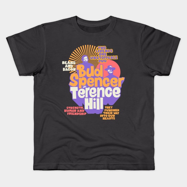 Bud Spencer and Terence Hill Illustration - A Tribute to the Dynamic Duo Kids T-Shirt by Boogosh